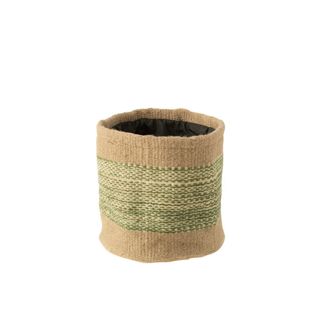 J-Line basket Round + Band - jute - natural/green - large - 2 pieces