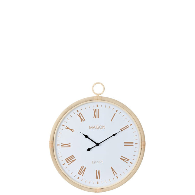 J-Line wall clock Kyr - jute - natural/white - medium - Ø 4.5 cm