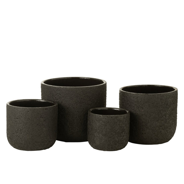 J-Line flower pot Rough - ceramic - black - extra large - Ø 24.00 cm