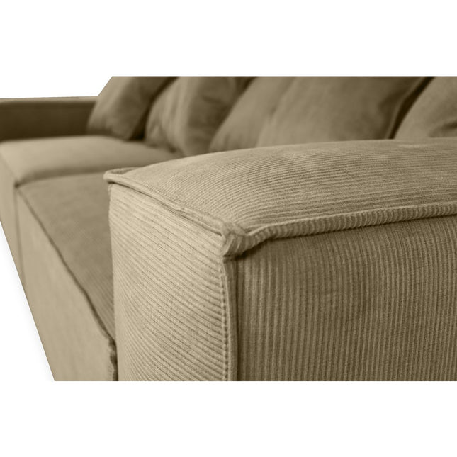 From Morris L-shaped sofa L/R, dark beige, exclusive corduroy from the Belgian company BRUTEX