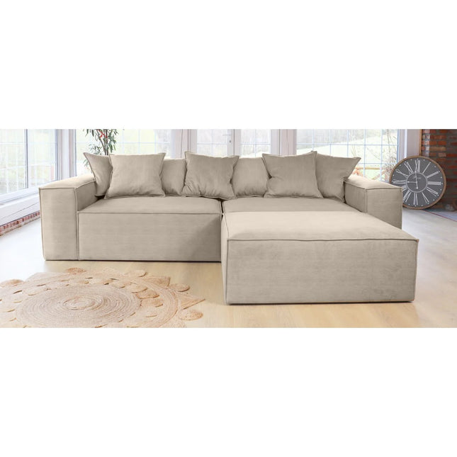 Van Morris L-shaped sofa L/R, Dusty Beige, Exclusive Corduroy from the Belgian company BRUTEX