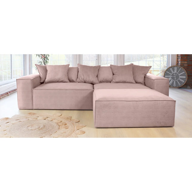 Van Morris L-shaped sofa, R/L, Dusty Pink, Exclusive Corduroy from the Belgian company BRUTEX