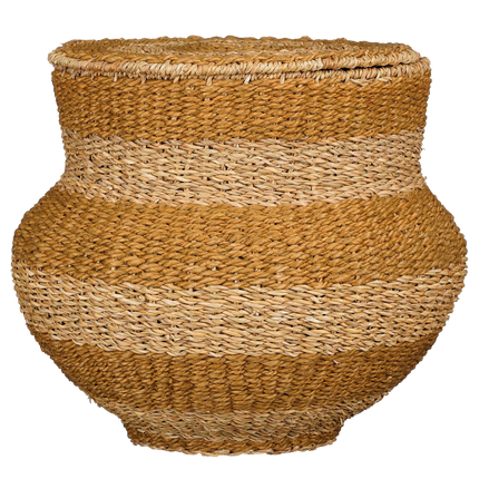 Tacoma Storage Basket with Lid - H48 x Ø55 cm - Jute - Yellow