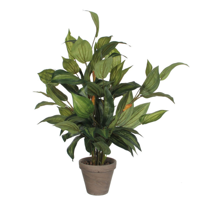 Artificial Hosta Plant in Flower Pot Stan - H65 x Ø40 cm - Green