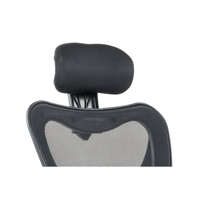 Zwarte bureaustoel met mesh hoofdsteunen