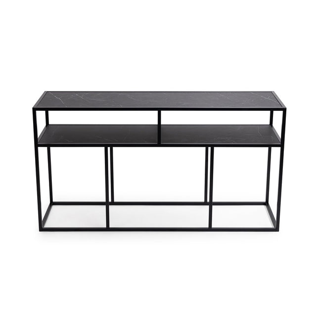 Stalux Side-table 'Teun' 150cm, color black / black marble