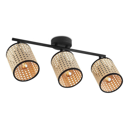 Home Sweet Home Rural LED Surface-mounted spotlight Rattan 3L - Black