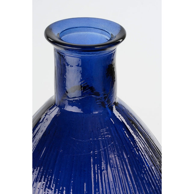 Firenza Fles Vaas - H59 x Ø29 cm - Gerecycled Glas - Donkerblauw