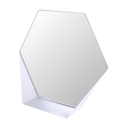 Gorillz Hive Wall Mirror with Shelf - Hexagon Mirror - 60 x 52 cm - Industrial White