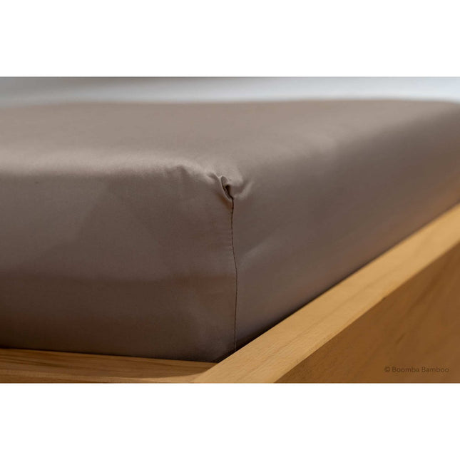 Boomba Premium fitted sheet for mattress topper 100% bamboo Soft taupe