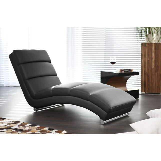Relax lounger black artificial leather look