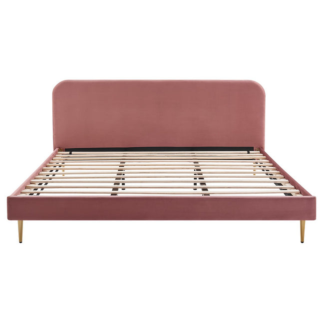 Upholstered bed with pink velvet cover 180x200 cm