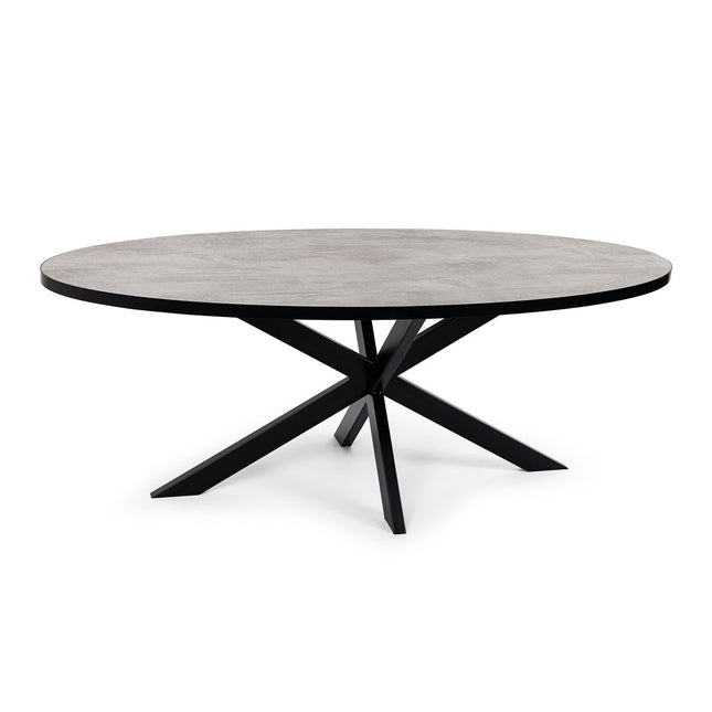 Stalux Ovale eettafel 'Mees' 240 x 110cm, kleur zwart / beton