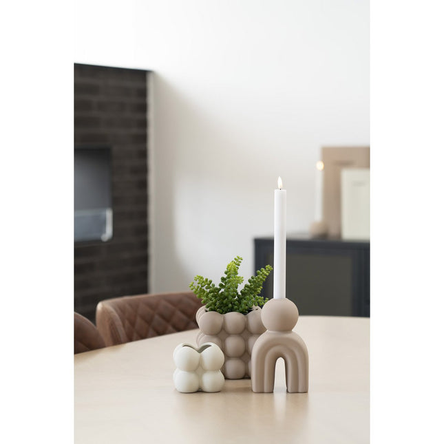 Candle holder - Ceramic candle holder, brown, 10.5x6.5x17 cm