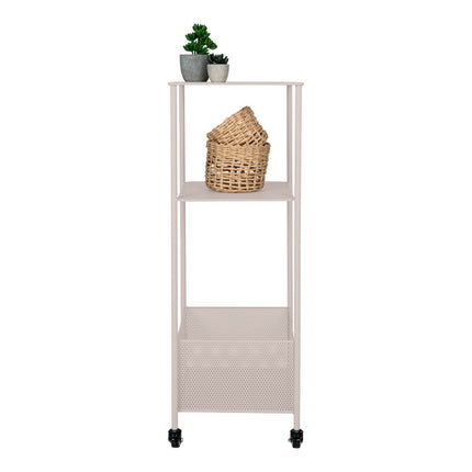 Torres Metal Cart - Metal cart, steel, sand, 3 shelves, 35x35x100 cm