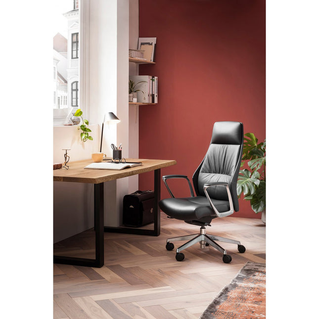 Black genuine leather office chair
