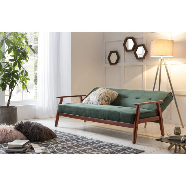 Sofa bed Scandinavian velvet pine green
