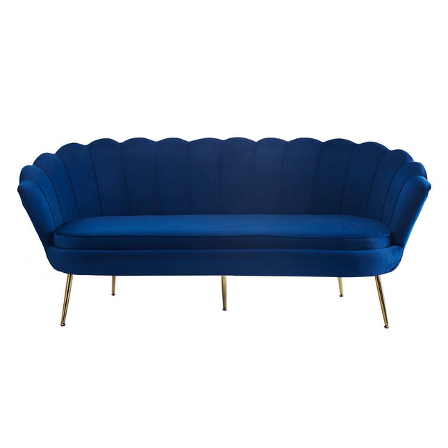Shell sofa 3 seater in dark blue velvet