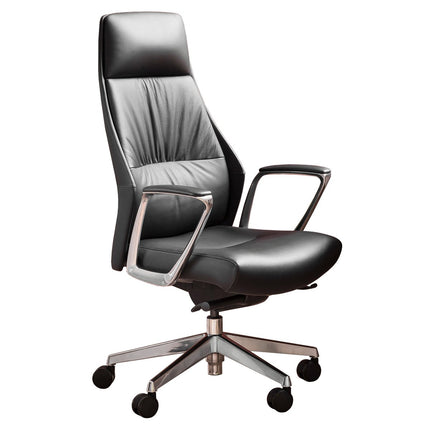 Black genuine leather office chair