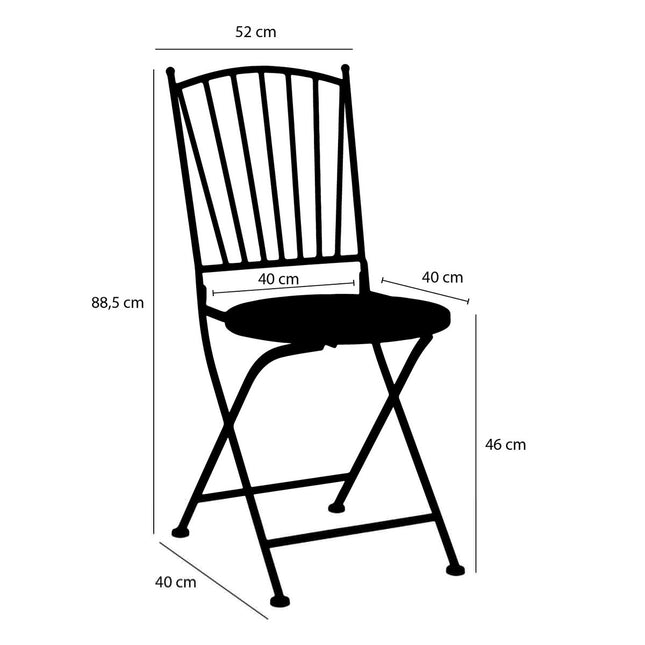 Cambria Bistro chair - L40 x W52 x H88.5 cm - Metal - Black