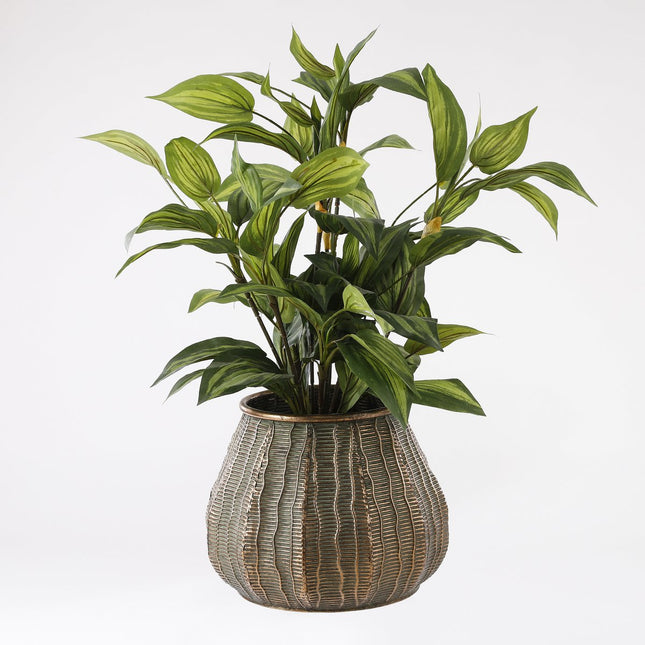 Artificial Hosta Plant in Flower Pot Stan - H65 x Ø40 cm - Green