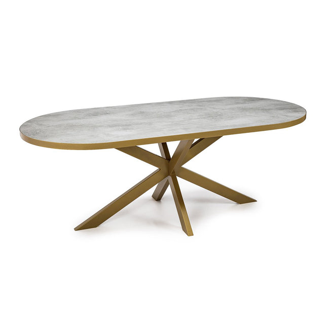 Stalux Flat oval dining table 'Noud' 180 x 100, color gold / concrete