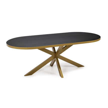 Stalux Flat oval dining table 'Noud' 180 x 100, color gold / black oak