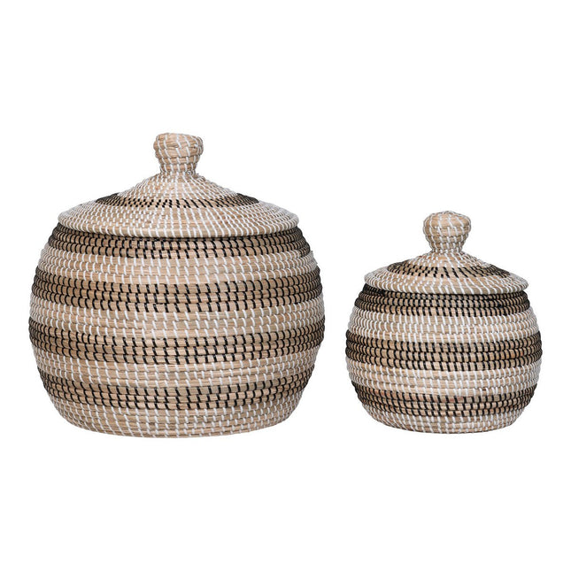 Ipoh Basket - Mand, zeegras, naturel/wit/zwart, set van 2
