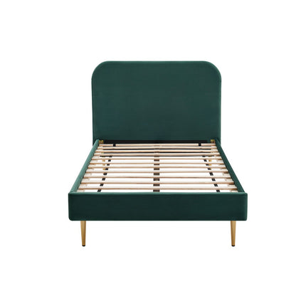 Gestoffeerd bed met fluwelen hoes groen 90x200 cm