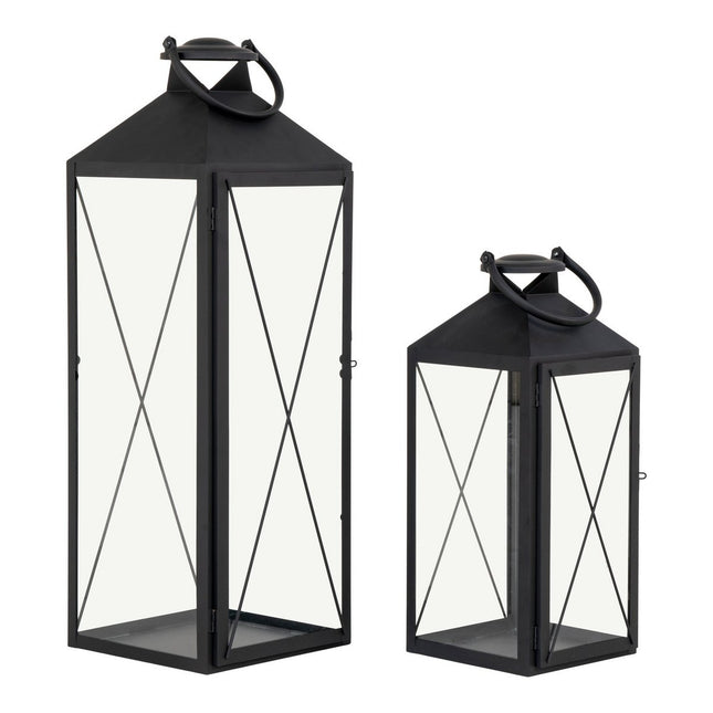 Casa Lantern, set of 2 - Lantern, steel and glass, black, set of 2