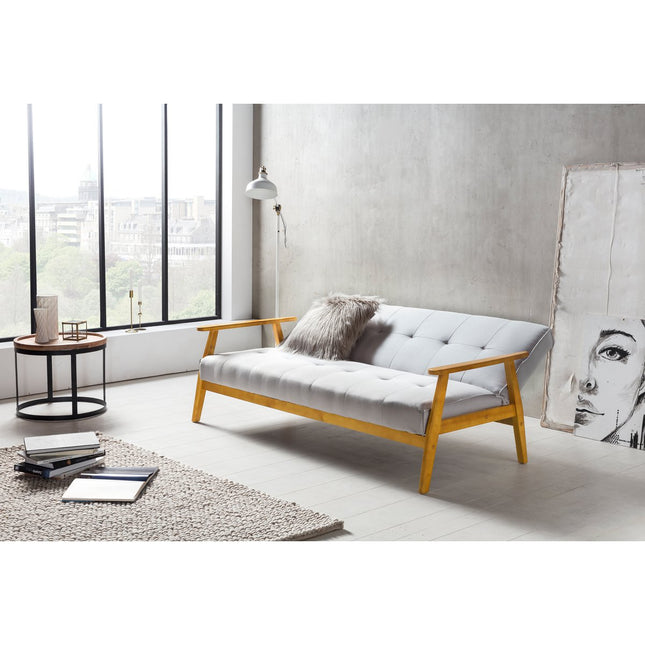Sofa bed 190x85x81 cm light gray woven fabric