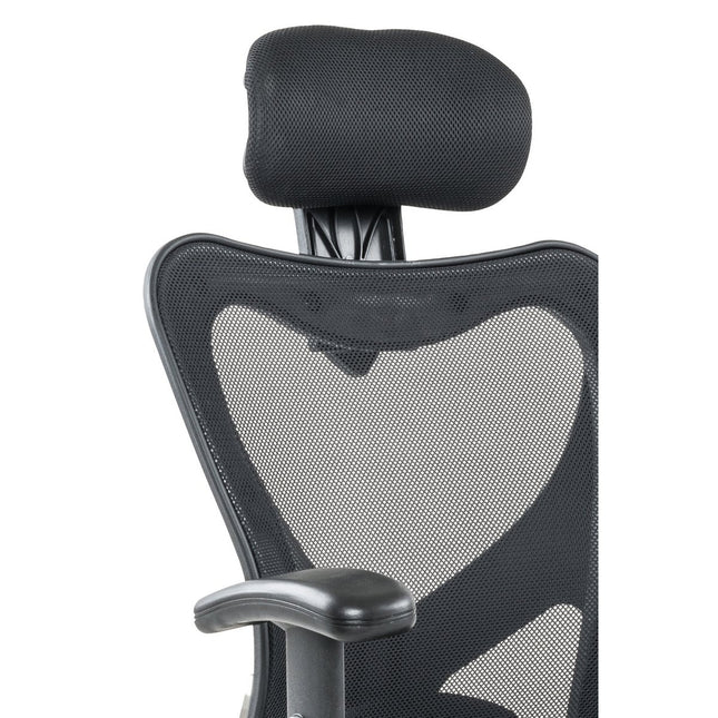 Black office chair with mesh headrests