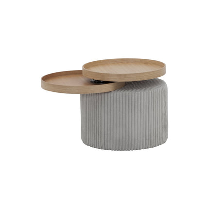 Side table light gray textured fabric