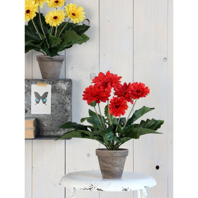 Artificial Gerbera Plant in Flower Pot Stan - H35 x Ø30 cm - Red