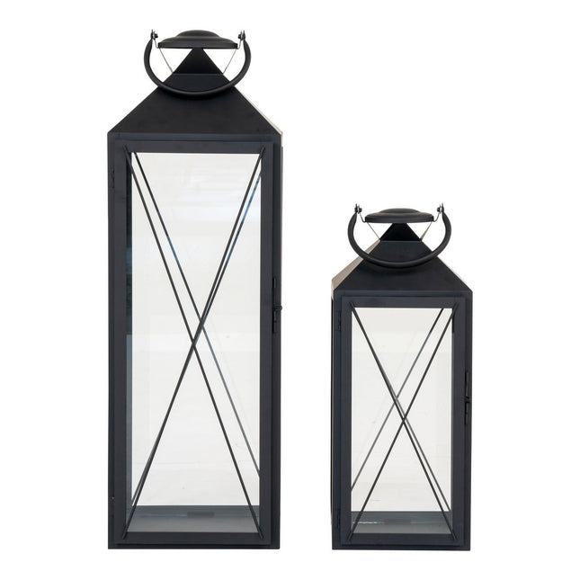 Casa Lantern, set of 2 - Lantern, steel and glass, black, set of 2