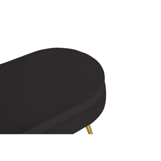 Black velvet oval pouffe