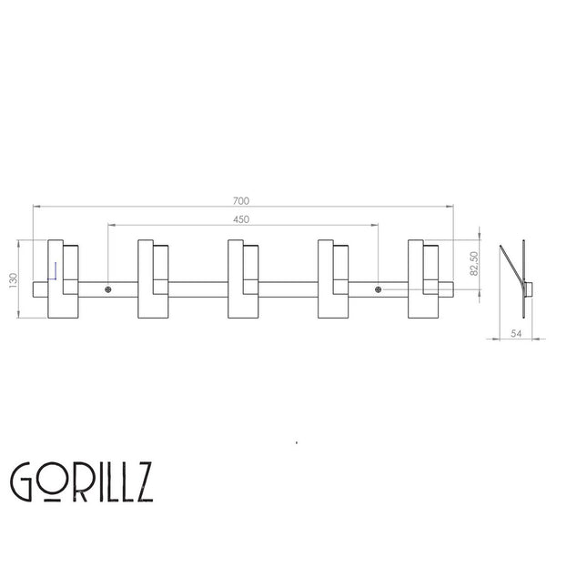Gorillz Incision - Coat rack - Wall coat rack - 10 Coat rack hooks - Metal - Blue