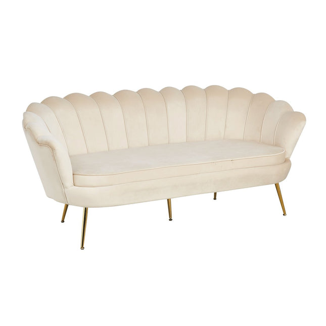 Shell sofa 3 seater in beige velvet