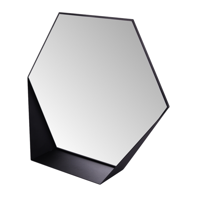 Gorillz Hive Wall Mirror with Shelf - Hexagon Mirror - 60 x 52 cm - Industrial Black