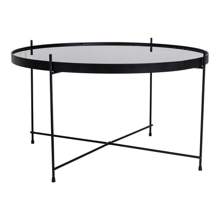Venezia Coffee table - Coffee table black powder-coated steel with glass ø70xh40cm