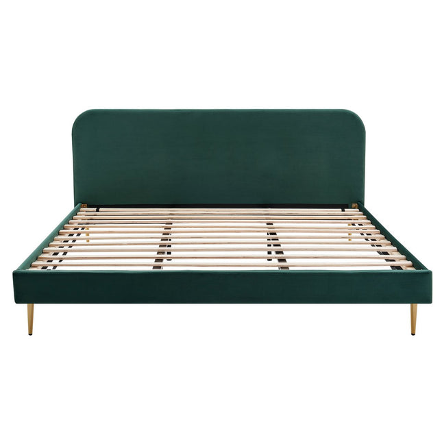 Upholstered bed with velvet cover green 180x200 cm