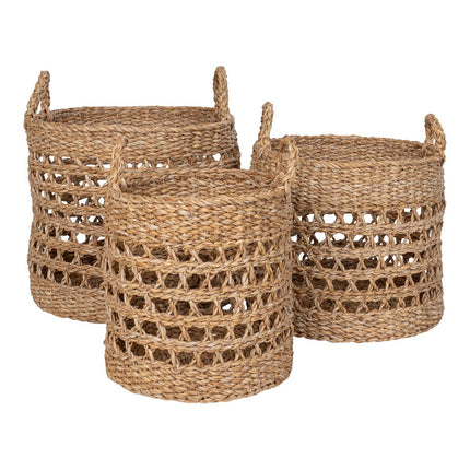 Balok Basket - Mand, zeegras, naturel/zwart, set van 3