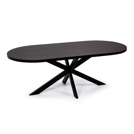 Stalux Flat oval dining table 'Noud' 210 x 100, color black / brown wood