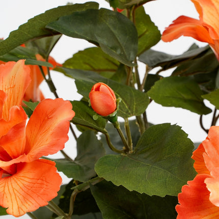 Hibiscus Kunstplant in Bloempot Stan - H40 x Ø30 cm - Oranje