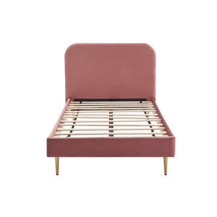 Gestoffeerd bed met roze fluwelen hoes 90x200 cm