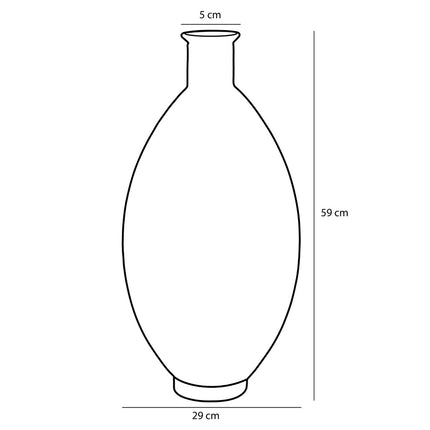Firenza Bottle Vase - H59 x Ø29 cm - Recycled Glass - Dark Blue