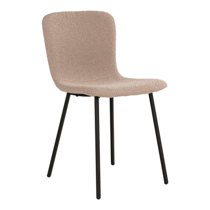 Halden Dining Chair - Dining room chair in boucle, beige with black legs, HN1233