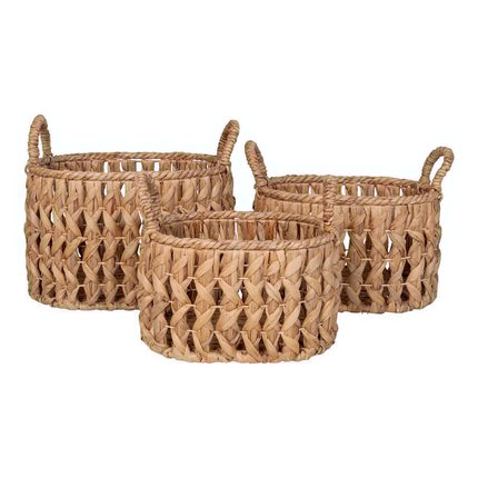 Balerma Basket - Mand met handvatten, waterhyacint, naturel, set van 3