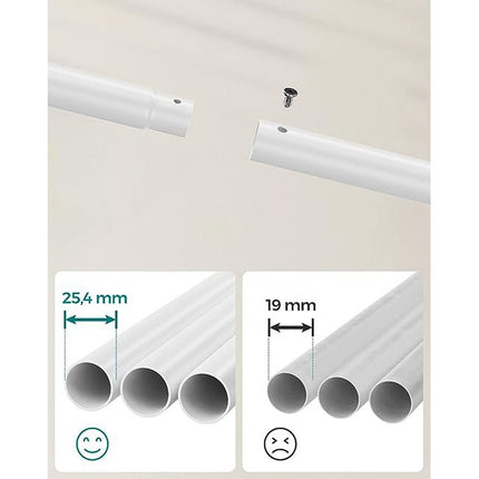 Clothes rod Clothes rack Double clothes hanging rail with wheels 103.5 cm clothes storage white