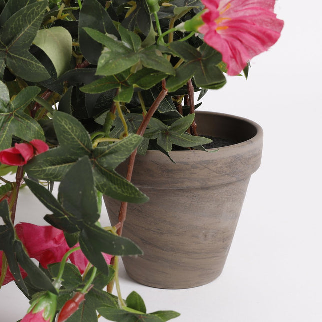 Petunia Kunst Hangplant in Bloempot Stan - L25 x B45 x H50 cm - Donkerroze